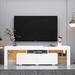 Contemporary LED TV Stand - 70-inch Screens, Black/White, 20-Color LED Lights, Ample Storage