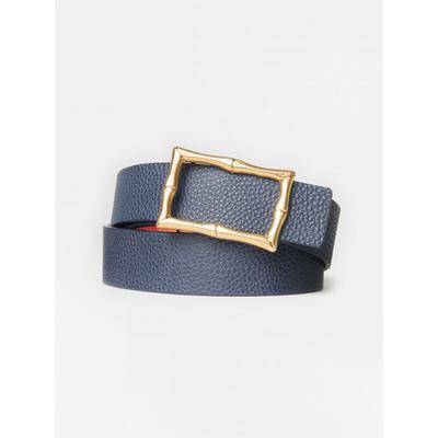 J.McLaughlin Women's Lina Reversible Leather Belt Navy/Orange, Size XL