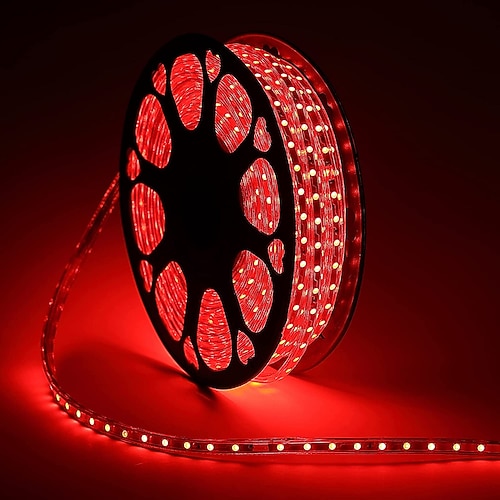 LED-Lichtstreifen für den Außenbereich, AC 220 V, wasserdicht, IP67, Lichtstreifen, EU-Stecker, flexibles Lichtband, 5050, 60 LEDs/m, hohe Helligkeit, geeignet für gewerbliche Beleuchtungsdekoration Image