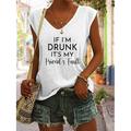T-Shirt Donna Canotta Cotone Misto Senza Maniche V Collo Nero Bianco Rosa Blu Verde