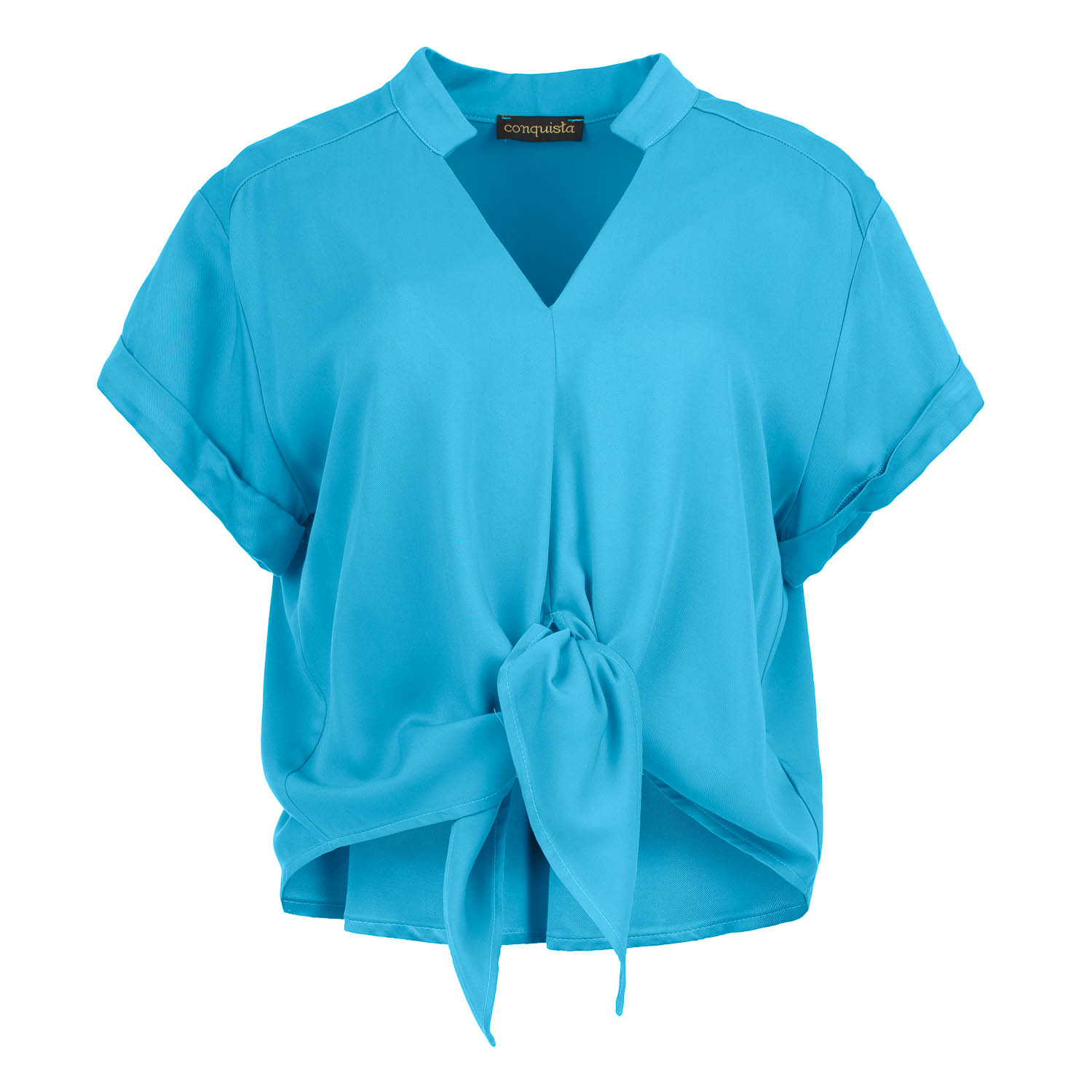 Bluse aus Viskose mit Bindung vorne in Himmelblau Image