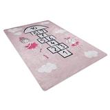 Pink 107 x 63 x 0.4 in Area Rug - Zoomie Kids Onondaga Area Rug w/ Non-Slip Backing Polyester/Cotton | 107 H x 63 W x 0.4 D in | Wayfair