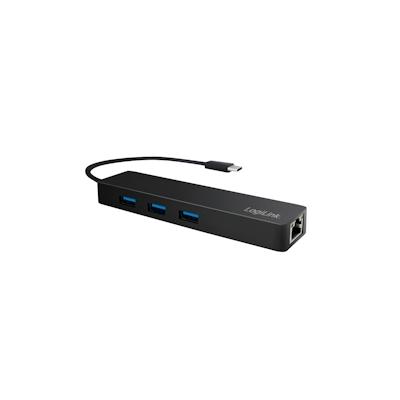 LogiLink UA0313 - USB 3.2 Gen 1 (3.1 Gen 1) Type-C - RJ-45,USB 3.2 Gen 1 (3.1 Gen 1) Type-A - 5000 Mbit/s - Schwarz - Gi