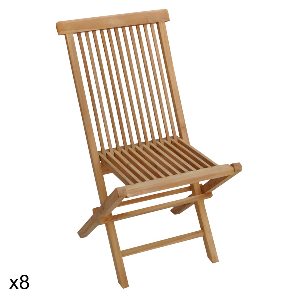 Set di 8 sedie da giardino in teak