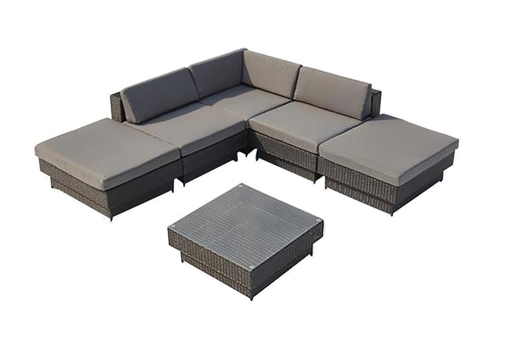 Salottio da giardino 5 posti in resina intrecciata grigio