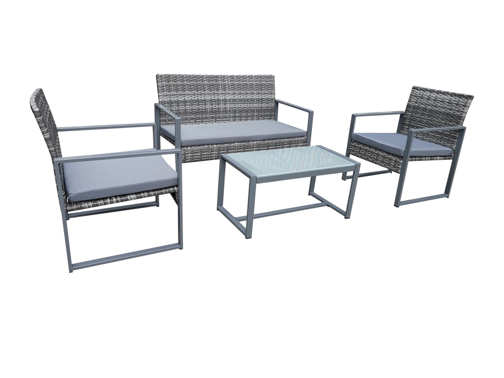 Salotto da giardino bassi 4p in resina intrecciata grigio scuro