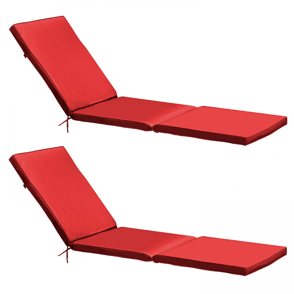 Set di 2 cuscini per lettini da sole rosso 186 x 53 x 5 cm
