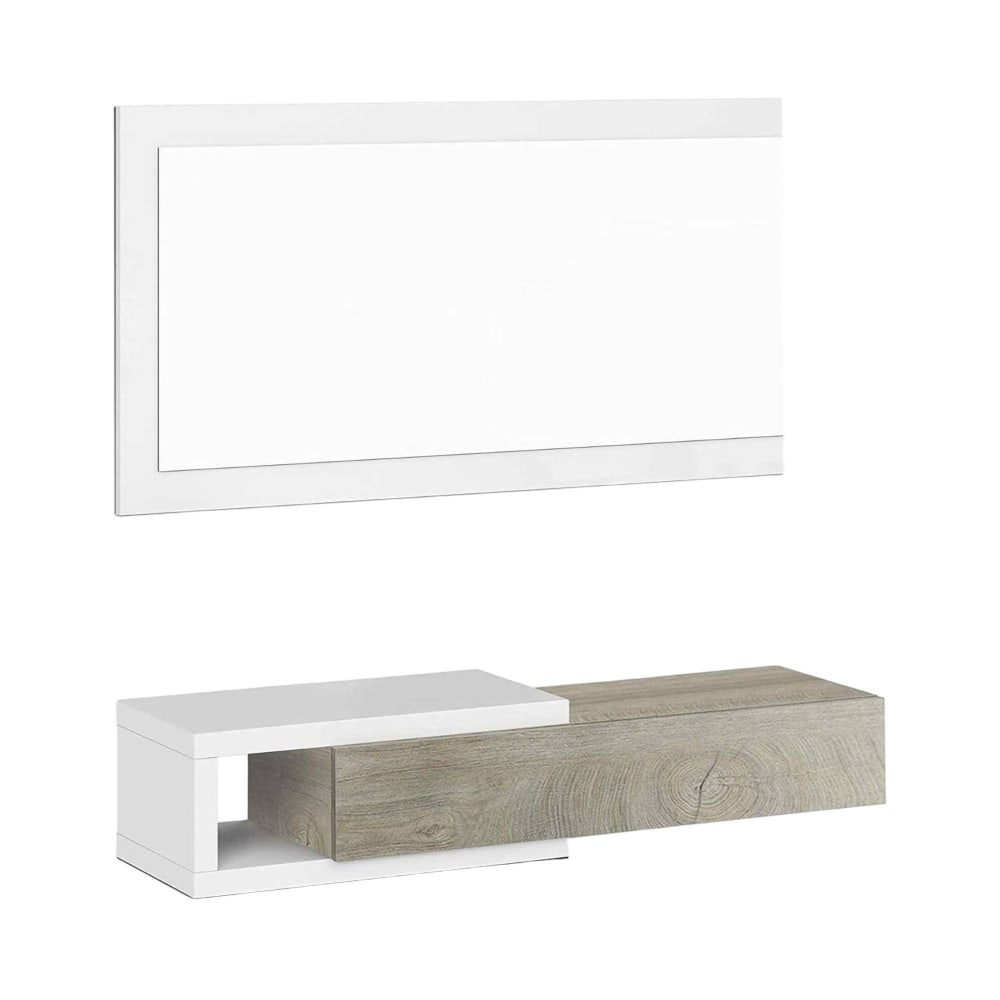 Mobile da ingresso effetto legno bianco, rovere 95x26h19 cm
