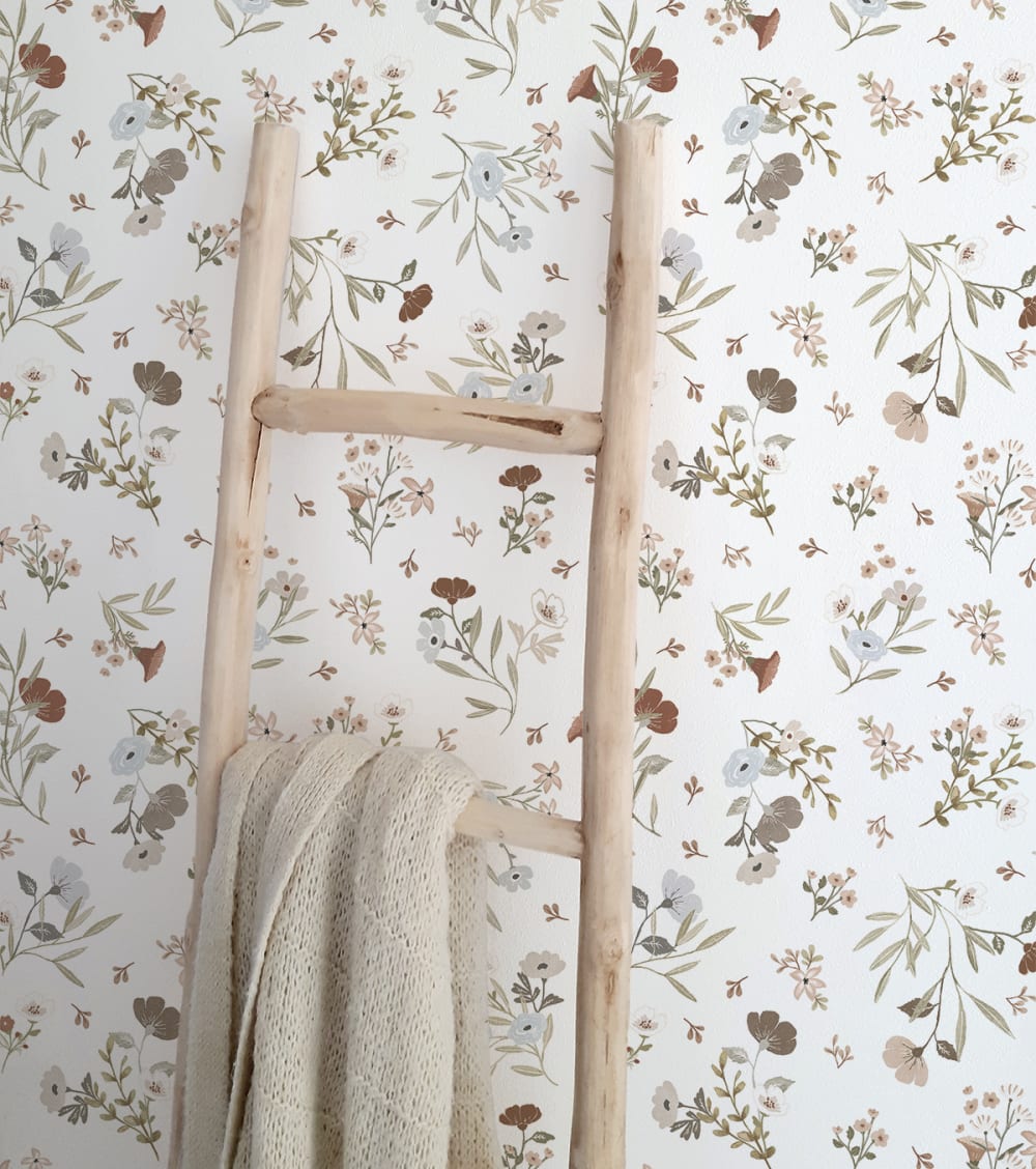 Carta da parati intessuta stampa di fiori dolci (50 cm x 10 m)