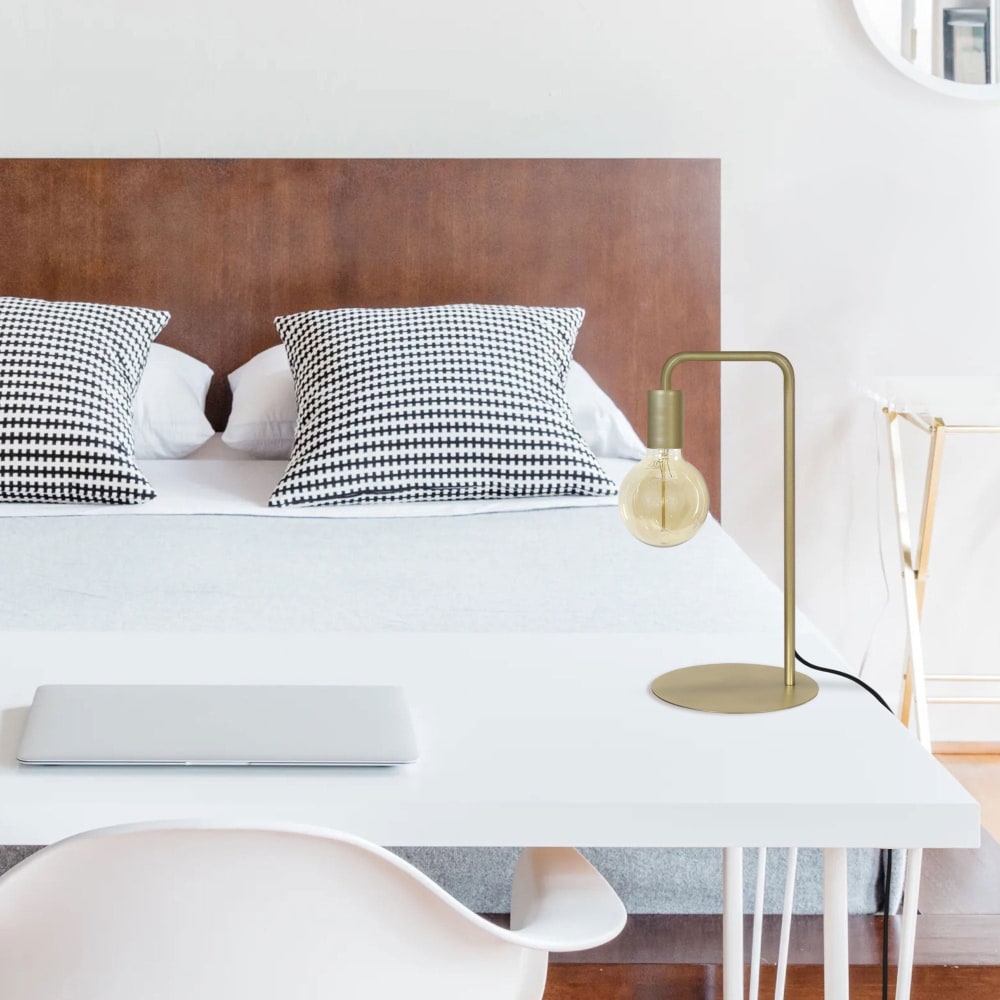 Lampada da ufficio metallo ;Alt.45cm dorato ;Paralume: bombilla