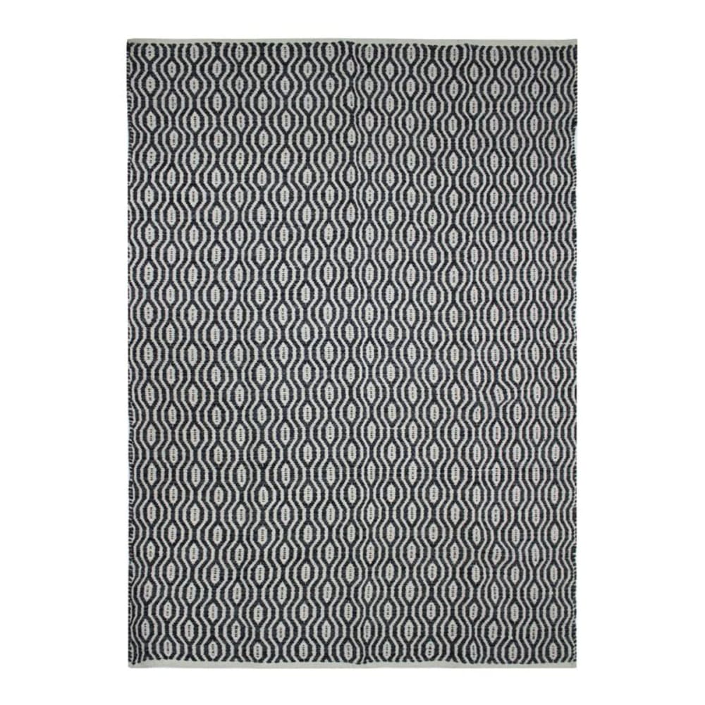 Tappeto geometrico 100% cotone ecru-nero 120x170
