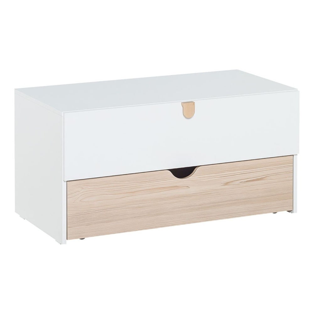 Cassettiera 2 cassetti con 1 cassetto mobile con ruote - Bianco