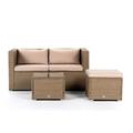 Set di divani da giardino 3 posti in rattan sintetico beige