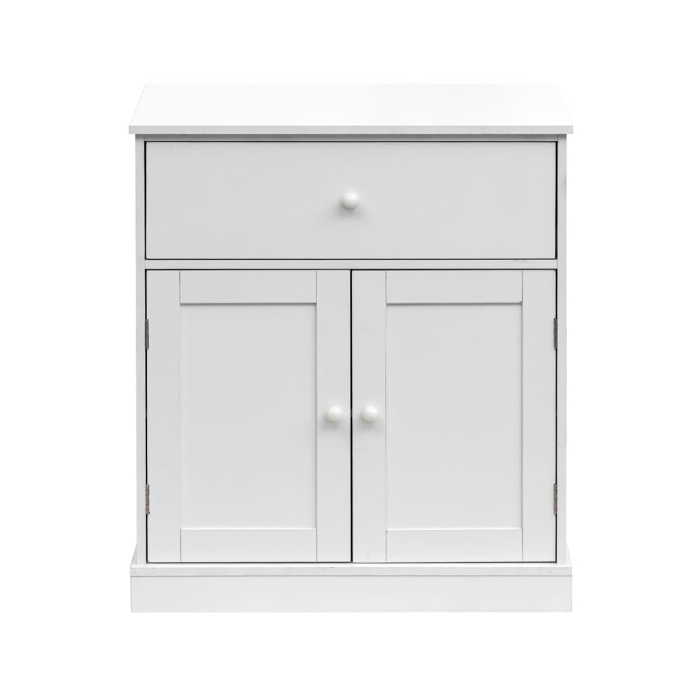 Credenza mobile da bagno con 2 cassetti e 2 ante in mdf bianco