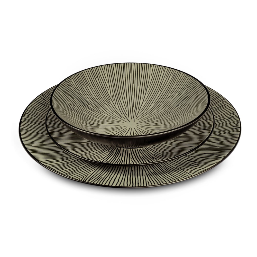 Set di stoviglie da 18 pezzi in arenaria grigio chiaro