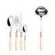 Set Posate 49pz beige ghiera argento anticato