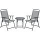Set da giardino 3 pz con 2 sedie e tavolino da caffè grigio