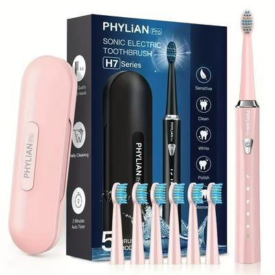 Phylian Pro--electric-toothbrush-for-adults-rechargeable-toothbrushes-power-electronic Toothbrush With Tooth Brush Holder, 3 Hours Charge For 120 Days And Travel Case
