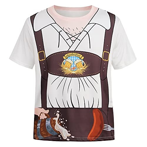 Oktoberfestbier T-Shirt-Ärmel Lederhosen Grafik Für Herren Erwachsene Karneval Oktoberfestbier 3D-Druck Party Urlaub