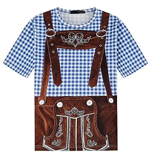 T-Shirt Lederhosen Party Lässig T-Shirt Ärmel Grafik für Herren Erwachsene 3D-Druck für Karneval Oktoberfestbier Urlaub Party