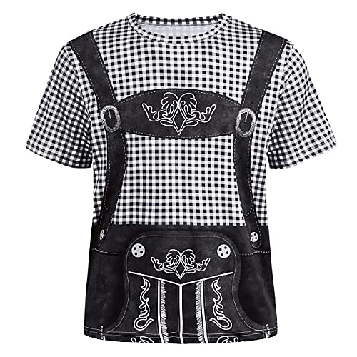 T-Shirt Lederhosen Party Lässig T-Shirt Ärmel Grafik für Herren Erwachsene 3D-Druck für Karneval Oktoberfestbier Urlaub Party