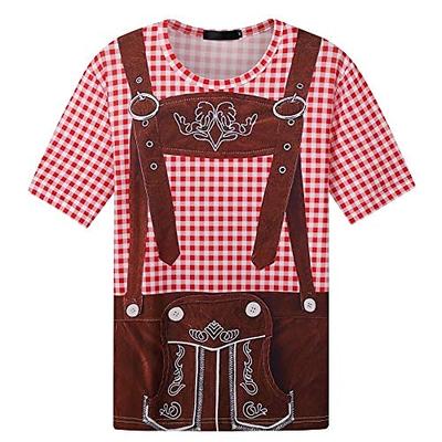 Oktoberfestbier T-Shirt-Ärmel Lederhosen Grafik Für Herren Erwachsene Karneval Oktoberfestbier 3D-Druck Party Urlaub Image