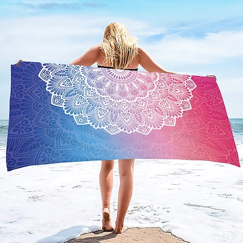 Strandtuch, 100 % Mikrofaser, Mandala-Serie, übergroßes Strandtuch, 88,9 x 177,8 cm, großes Badetuch für Teenager und Erwachsene, schnelltrocknend, saugfähig, weich, vielseitig für Reisen, Bad und Image