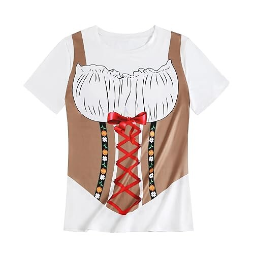 Oktoberfestbier T-Shirt-Ärmel Dirndl Grafik Für Damen Erwachsene Karneval Oktoberfestbier 3D-Druck Party Urlaub