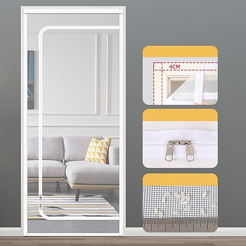 Verbesserte Haustier Bildschirm Tür Nano-beschichtete Katzen Bildschirm Tür für Wohnzimmer Anti-Moskito Anti-Haustier Bildschirm Netz mit Reißverschluss für Schlafzimmer Wohnzimmer Küche