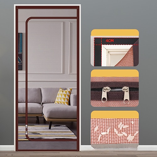 Verbesserte Haustier Bildschirm Tür Nano-beschichtete Katzen Bildschirm Tür für Wohnzimmer Anti-Moskito Anti-Haustier Bildschirm Netz mit Reißverschluss für Schlafzimmer Wohnzimmer Küche