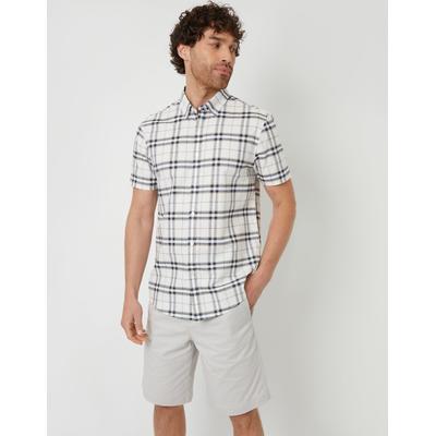 Threadbare Men's Cream Check Short Sleeve Casual Shirt