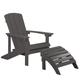 Beliani - Outdoor Lounger Chair Grey Plastic Wood with Footstool for Patio Yard Adirondack
