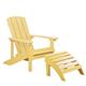 Beliani - Outdoor Lounger Chair Yellow Plastic Wood with Footstool for Patio Yard Adirondack