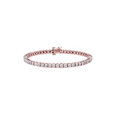 Women's Silver 1.0 Cttw Miracle-Set Diamond Tennis Bracelet - 9" Inches by Haus of Brilliance in Rose Gold