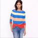 J. Crew Tops | J. Crew Blue Orange Red Striped 100% Silk 3/4 Sleeve Blouse Anchor Top Shirt 4 | Color: Blue/Orange | Size: 4