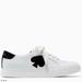 Kate Spade Shoes | Kate Spade- Fez Sneaker White Leather Black Spade Logo Sneakers, 8.5, Worn Once | Color: Black/White | Size: 8.5
