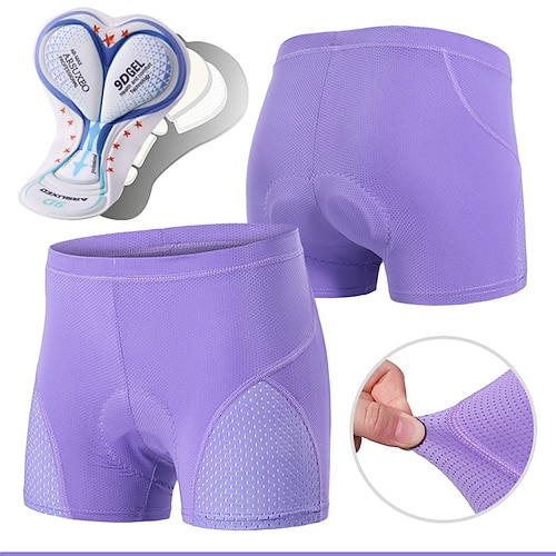 Damen Einfarbig Fahrradhose Fahrradshorts Fahhrad Shorts Gepolsterte Shorts / Chamois Sport 3D-Polster Schnelltrocknend Hohe Elastizität Bequem Schwarz Purpur Spandex Bekleidung Fahrradbekleidung