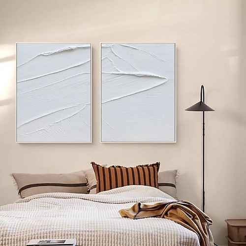 handgemaltes Pattle Knife weißes Ölgemälde handgemachtes strukturiertes Kunstwerk Gemälde Leinwand Kunst weiße abstrakte Kunst Szene Gemälde moderne Malerei für Wohnzimmer Wanddekoration Image