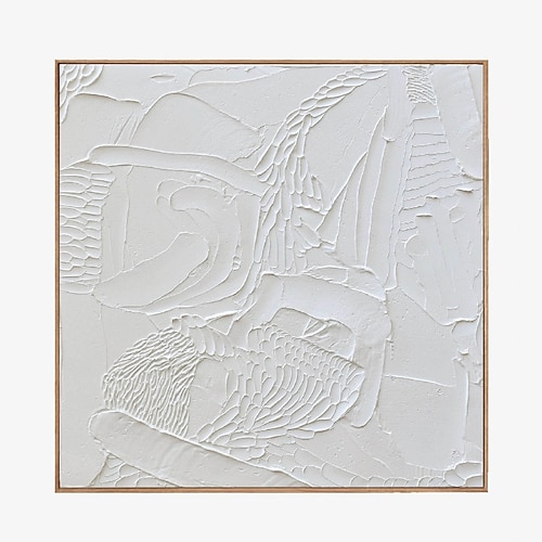 handgemaltes 3D strukturiertes weißes abstraktes Gemälde auf Leinwand 3D strukturierte Wandkunst Boho moderne Leinwandkunst Wohnzimmer Dekor Pattle Knife Ölgemälde Wohndekor Hotelkunststück Image