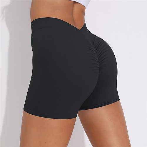 Per donna Shorts da Palestra Shorts da yoga Shorts da allenamento Vita Alta Pilates Allenamento in Palestra Allenamento Pantaloncini Tinta unica Nero Bianco Blu Reale Gli sport Abbigliamento sportivo