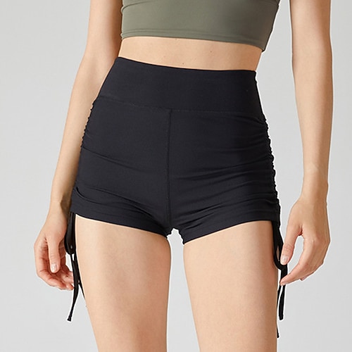 Per donna Shorts da Palestra Shorts da yoga Shorts da allenamento Coulisse Vita Alta Pilates Allenamento in Palestra Allenamento Pantaloncini Tinta unica Nero Blu Marrone Gli sport Abbigliamento