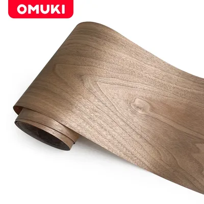 OMUKI Natural Black Walnut Wood Veneer Handmade DIY Speaker Guitar Renovation Furniture Repair