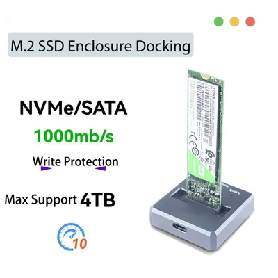 10Gbps M2 SATA NVMe to USB 3.1 Docking SSD Adapter M.2 Case JMS583/9210B Chip for 2230 2242 2280