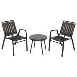Patio Table Set 3-Piece Patio Bistro Table Set Outdoor Furniture Set with 2 Stackable Patio Dining Chairs and Glass Table