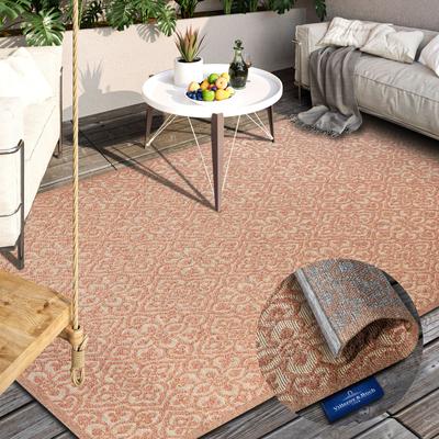 Outdoorteppich VILLEROY & BOCH "Julie", rosa (kupfer), B:200cm H:4mm L:290cm, Polyester, Teppiche, In-& Outdoor, Flachgewebe, wetterfest, Terrasse, Balkon, modern, Trend Image