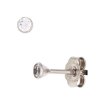 Paar Ohrstecker JOBO, weiß (weißgold 333), Ohrringe, Damen, Weißgold 333, rund 333 Weißgold mit Zirkonia Image