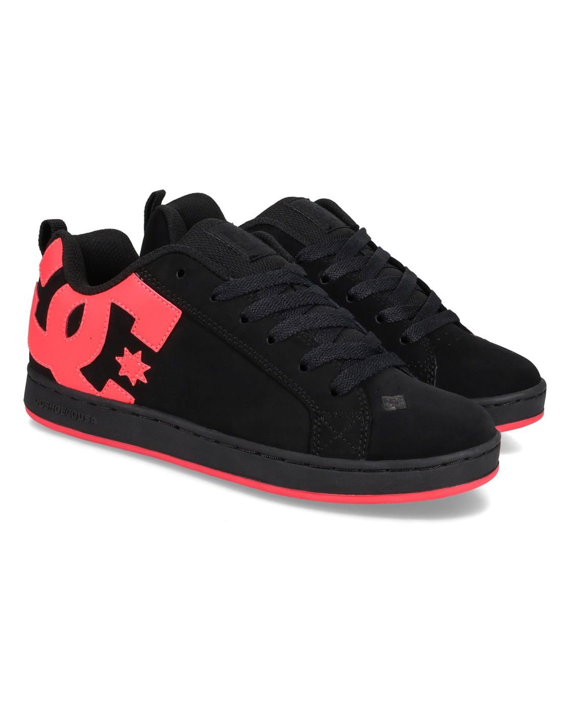 Sneaker DC SHOES "Court Graffik", Damen, Gr. 11(43), schwarz (schwarz, hot pink), 55, 91% Leder, 38, 75% Synthetik, 5, 34% Polyester, Schuhe Sneaker
