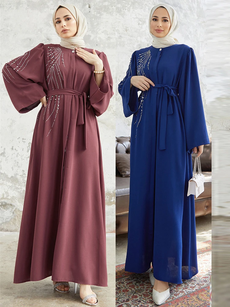 Ramadan Eid Dubai elegante Abaya Kebaya Islam muslimischen Kaftan bescheidenen Kleid für Frauen Robe Musulmane Kaftan Marocain Femme Vestidos Image