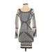 Intimately by Free People Casual Dress - Sweater Dress Square Long Sleeve: Gray Print Dresses - New - Women's Size X-Small