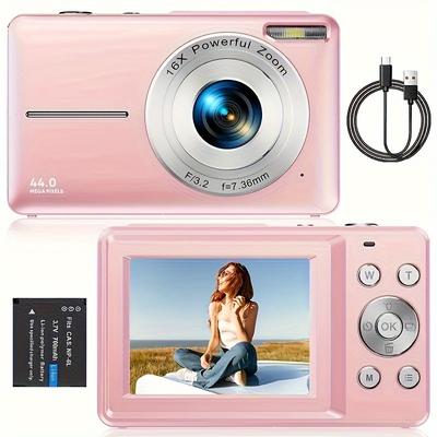 Digital Camera, Fhd 1080p, Digital Point And Shoot, 44mp For Vlogging With Anti Shake 16x Zoom, Compact, Small For Kids Boys Girls Teens Students Seniors